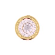 Pendentif rond avec un  oxyde de Zirconium  5 mm - Doré à l'or fin - Crystal x1|raw }}