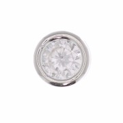 Pendentif rond avec un  oxyde de Zirconium  5 mm - Placage Argent fin - Crystal x1|raw }}