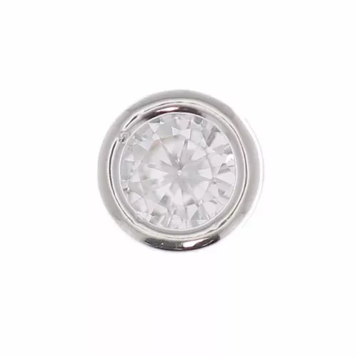 Pendentif rond avec un oxyde de Zirconium 5 mm - Placage Argent fin - Crystal x1