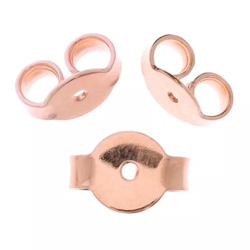 Poussoirs - Poussettes pour clous d'oreilles 7x5 mm - Doré rose x10