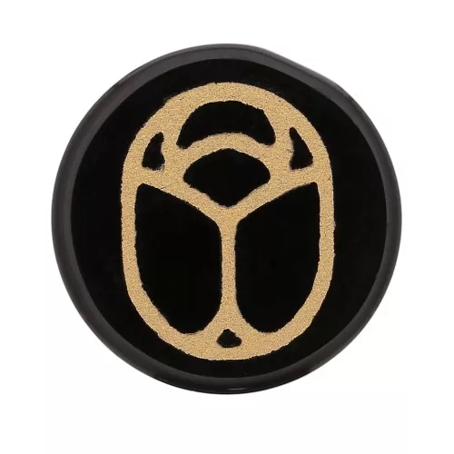Cabochon rond plat 20 mm - scarabée gravé exclu Perles & Co - Agate noire - Doré