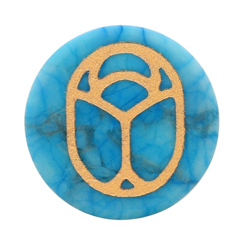 Cabochon rond plat 20 mm scarabée gravé exclu Perles & Co imitation Turquoise - Doré