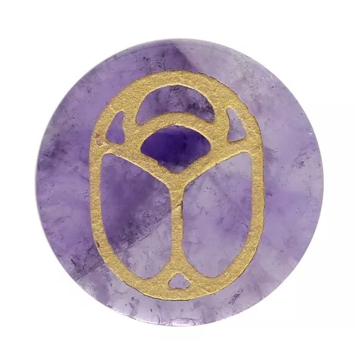 Cabochon rond plat 20 mm - scarabée gravé exclu Perles & Co - Amethyste - Doré x1