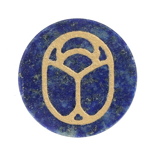 Cabochon rond plat 20 mm - scarabée gravé exclu Perles & Co - Lapis lazuli - Doré x1