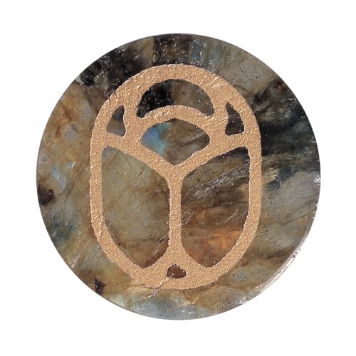 Cabochon rond plat 20 mm - scarabée gravé exclu Perles & Co - Labradorite - Doré x1