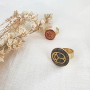 Cabochon rond plat 15 mm - scarabée gravé exclu Perles & Co - Opalite - Doré x1