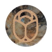 Cabochon rond plat 15 mm - scarabée gravé exclu Perles & Co - Labradorite - Doré x1