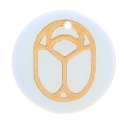 Pendentif rond plat 20 mm - scarabée gravé exclu Perles & Co - Opalite - Doré x1|raw }}