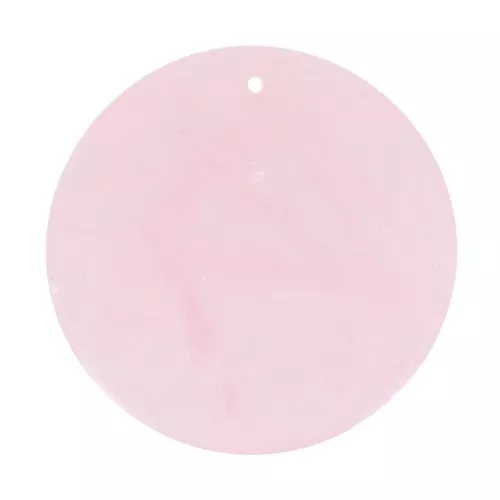 Pendentif rond plat 25 mm en pierre gemme - Quartz rose x1