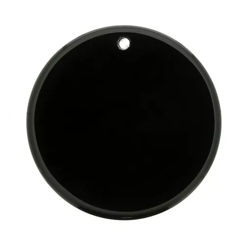 Pendentif rond plat 25 mm en pierre gemme - Onyx noir x1