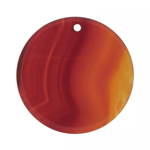 Pendentif rond plat 25 mm en pierre gemme - Cornaline x1