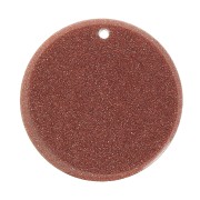 Pendentif rond plat 25 mm pierre gemme Gold Stone - Imitation Pierre de soleil x1