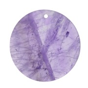 Pendentif rond plat 25 mm en pierre gemme - Amethyste x1