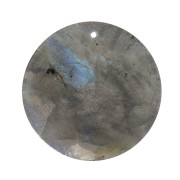 Pendentif rond plat 25 mm en pierre gemme - Labradorite x1