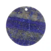 Pendentif rond plat 25 mm en pierre gemme - Lapis lazuli x1