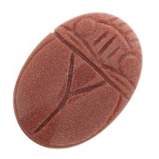 Cabochon ovale gravé scarabée 25x18mm Gold Stone - Imitation Pierre de soleil x1