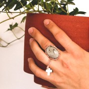 Cabochon ovale gravé scarabée 25x18 mm en pierre gemme - Lapis lazuli x1