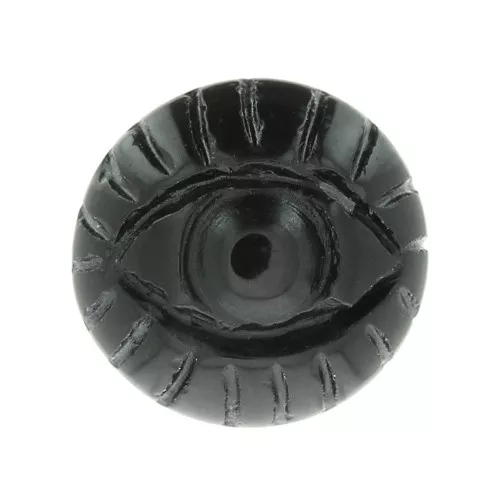 Cabochon rond gravé oeil 16 mm en pierre gemme - Agate noire x1