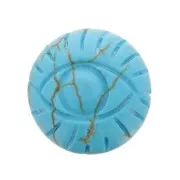 Cabochon rond gravé oeil 16 mm en pierre gemme teintée - imitation Turquoise x1
