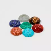 Cabochon rond gravé oeil 16 mm en pierre gemme teintée - imitation Turquoise x1