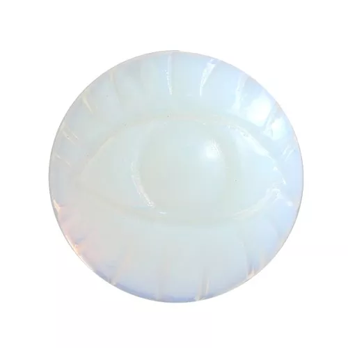 Cabochon rond gravé oeil 16 mm en imitation pierre gemme - Opalite x1
