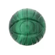 Cabochon rond gravé oeil 16 mm en pierre gemme - Malachite x1