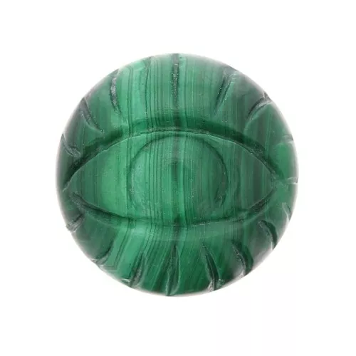 Cabochon rond gravé oeil 16 mm en pierre gemme - Malachite x1