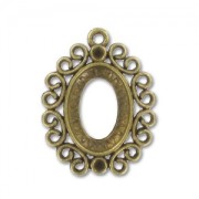 Médaillon strass pour cabochon 18x13 mm gold bronze x1|raw }}