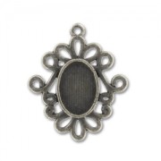 Médaillon pour cabochon 14x10 mm argenté vieilli x1|raw }}