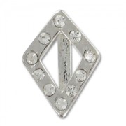 Poussoir losange strassé pour lacet 10 mm  rhodié x1|raw }}
