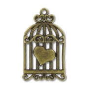 Cage à oiseau coeur 34 mm bronze x1|raw }}