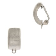 Clips d'oreilles rectangle bombé - oreilles non percées 24x12mm rhodié x2|raw }}