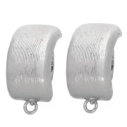 Clips d'oreilles rectangle bombé oreilles non percées 23.5x12mm White Bronze x2