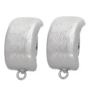 Clips d'oreilles rectangle bombé oreilles non percées 23.5x12mm White Bronze x2