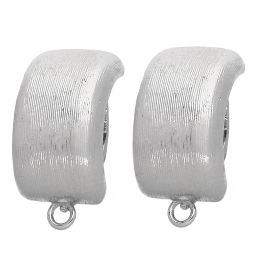 Clips d'oreilles rectangle bombé oreilles non percées 23.5x12mm White Bronze x2