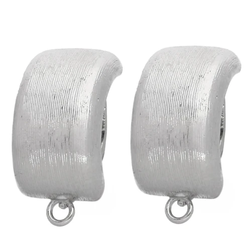 Clips d'oreilles rectangle bombé oreilles non percées 23.5x12mm White Bronze x2