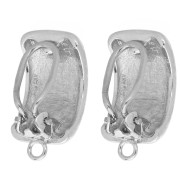 Clips d'oreilles rectangle bombé oreilles non percées 23.5x12mm White Bronze x2