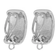 Clips d'oreilles rectangle bombé oreilles non percées 23.5x12mm White Bronze x2