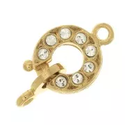 Fermoir mousqueton et attache tag avec Oxydes de Zirconium 16x9 mm Doré Crystal x1