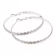 Créoles design striées 52 mm - Rhodié x2