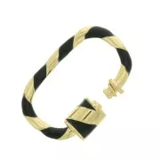 Fermoir ovale à visser avec résine 25x16 mm - Doré - Noir x1