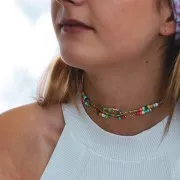 Fermoir ovale à visser avec résine 25x16 mm - Doré - Noir x1