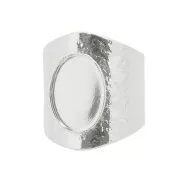 Bague martelée réglable pour cabochon 14x10 mm - Placage Argent fin x1