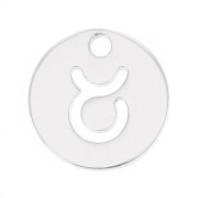 Breloque ronde 10 mm - signe du zodiaque Taureau - Argent 925 x1|raw }}