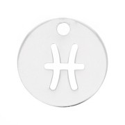 Breloque ronde 10 mm - signe du zodiaque Poisson - Argent 925 x1|raw }}