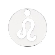 Breloque ronde 10 mm - signe du zodiaque Lion - Argent 925 x1|raw }}