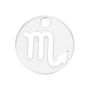 Breloque ronde 10 mm - signe du zodiaque Scorpion - Argent 925 x1|raw }}