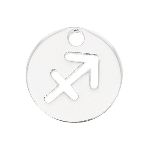 Breloque ronde 10 mm - signe du zodiaque Sagittaire - Argent 925 x1