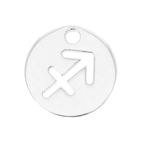 Breloque ronde 10 mm - signe du zodiaque Sagittaire - Argent 925 x1