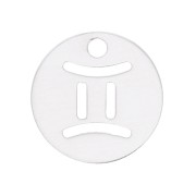 Breloque ronde 10 mm - signe du zodiaque Gémeaux - Argent 925 x1|raw }}